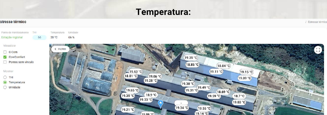 Mapa de temperatura por ponto do galpão