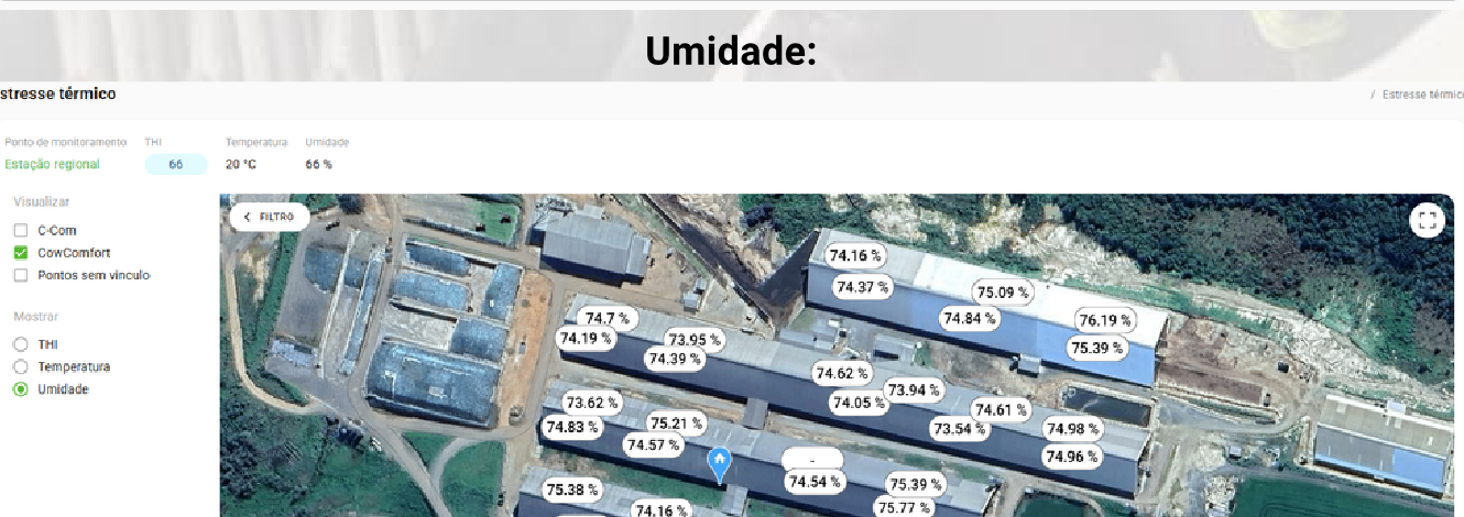Mapa de umidade por ponto do galpão